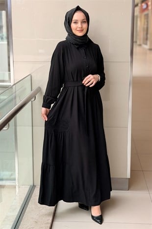 Nurcan Çetin Nakış Detaylı Kuşaklı Cotton Elbise