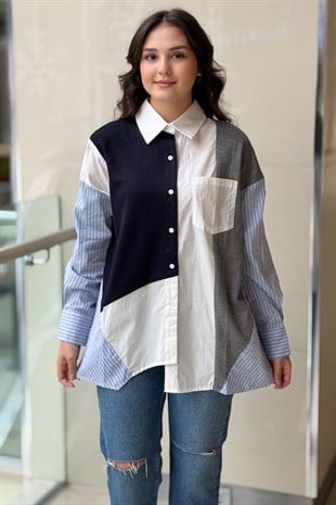 İpekyol Kumaş Mix Oversize Gömlek