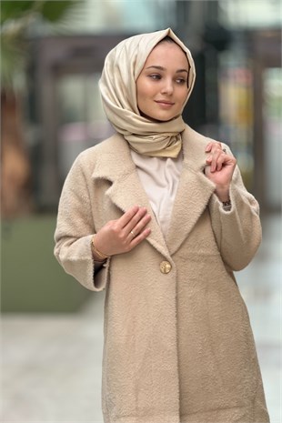 Ghisa Ceket Yaka Tek Düğme Angora Kaban
