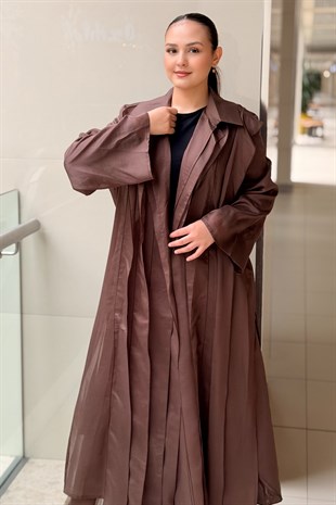 Kahma Kalın Saçaklı Organze Kuşaklı Kap