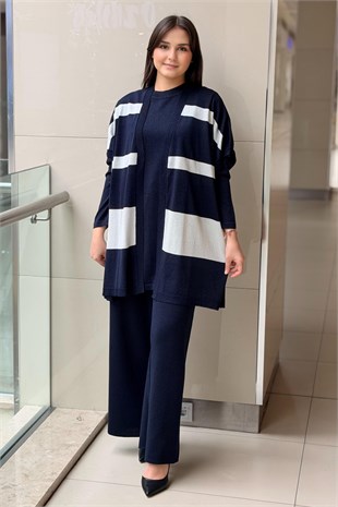 Ghisa Sim Merserize İpli Tunik Yelek Pantolon 3lü Set Takım