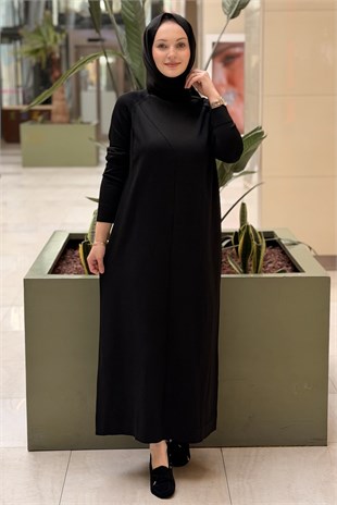 Nuss Dikiş Detaylı Reglan Kol Merserize Elbise