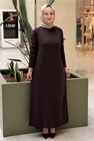 Nuss Dikiş Detaylı Reglan Kol Merserize Elbise