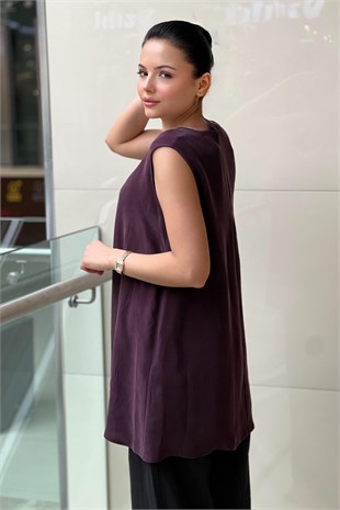 Missdalida Düz Renk Kolsuz Cupro İçlik Tunik