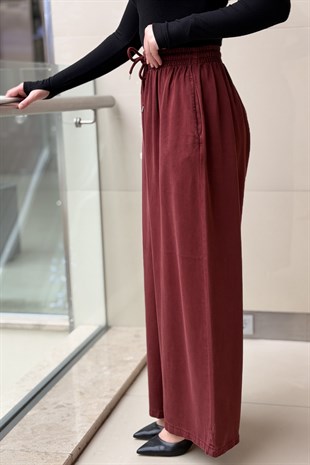 Mahal Beli İpli Lastikli Bol Pantolon