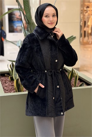 Matex Gömlek Yaka Önden Fermuarlı Peluş Kaban
