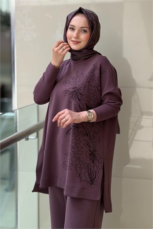 Nurcan Çetin Çiçek Baskılı Tunik Pantolon