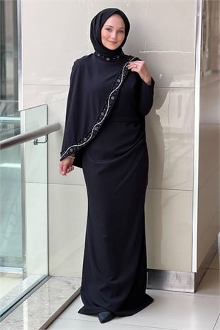 White Corner Taşlı Çıkarılabilir Kapaklı Balık Abiye