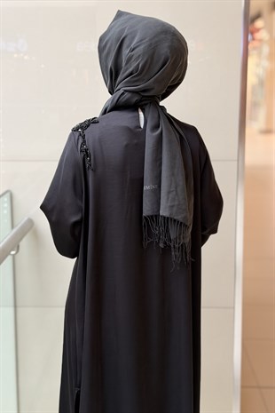 Nurcan Çetin Yakası Boncuk İşlemeli Uzun Tunik Pantolon Takım