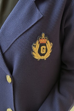 Ghisa Kruvaze Yaka G Logo Desenli Triko Ceket