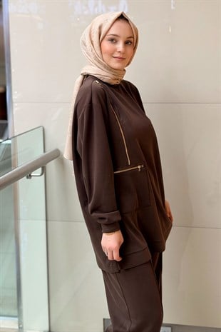 Nuss Fermuar Detaylı Tunik Pantolon Takım
