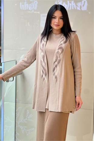 Missdalida 9028-23K Keçe Detaylı Hırka
