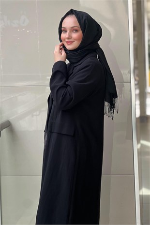 Qül Exclusive Kruvaze Yaka Zincir Detaylı Pileli Kap