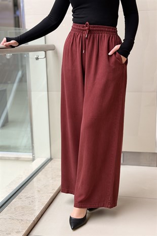 Mahal Beli İpli Lastikli Bol Pantolon