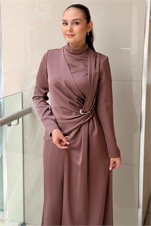 Matex Gold Toka Aksesuarlı Abiye Elbise