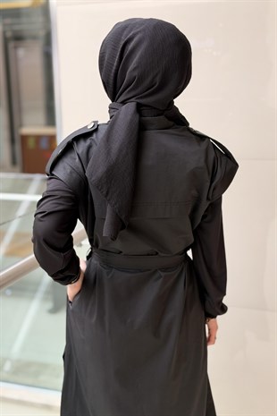 Nurcan Çetin Lazer Kesim İşlemeli Önden Fermuarlı Kolsuz Elbise