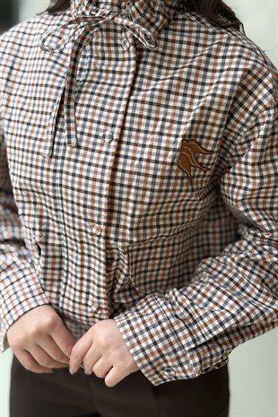Twist Ekose Desen Bomber Mont
