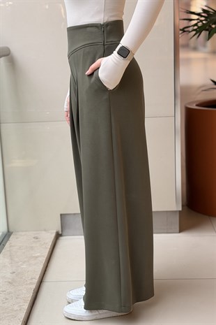 Ghisa A pileli Bol Paça Modal Pantalon