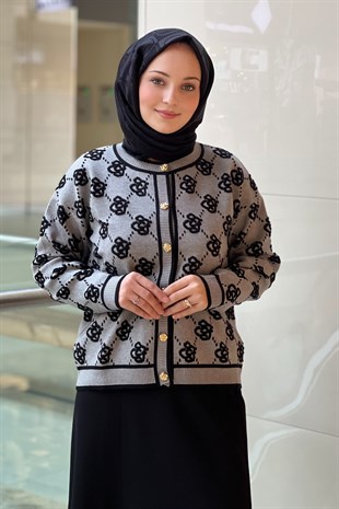 Ghisa Gül Desenli Triko Hırka