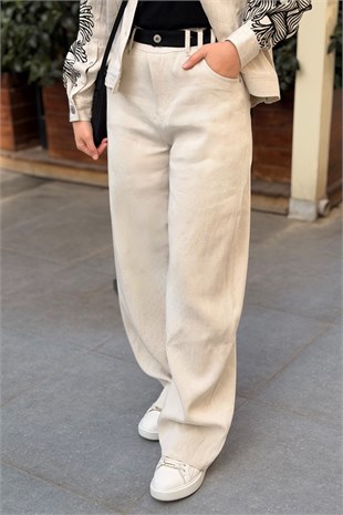 Twist Kontrast Kuşaklı Baggy Pantolon