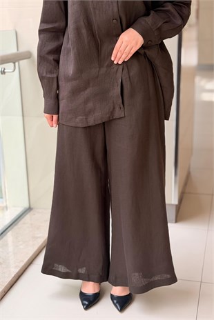 Missdalida Geniş Paça Keten Pantolon