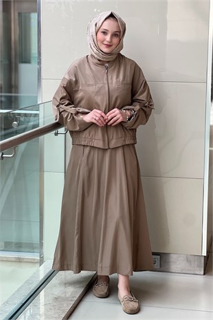 Nurcan Çetin Cep Detaylı Basic Ceket Etek Takım