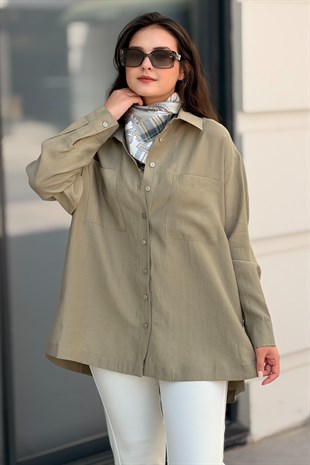 Mahal Miya Çift Cepli Oversize Gömlek