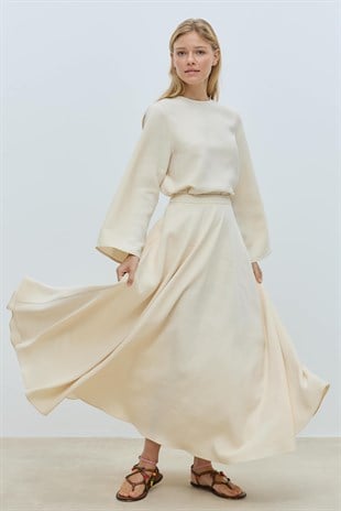 Bood Volanlı Tencel Etek