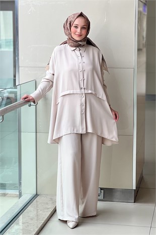 Ghisa Çift Düğme Detayli Gömlek Pantalon Takım