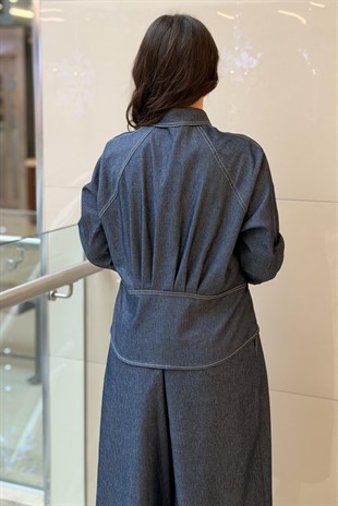 Ghisa Kemer Detaylı Ceket Pantolon Jean Takım