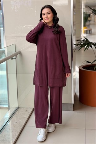 Nurcan Çetin Boğazı Stoperli Cepli Tunik Pantolon Takım