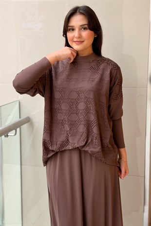Nuss Labirent Desen Tunik Etek İkli Takım