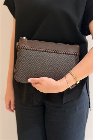 Mahal Bags Zigzag Desen Clutch Çanta