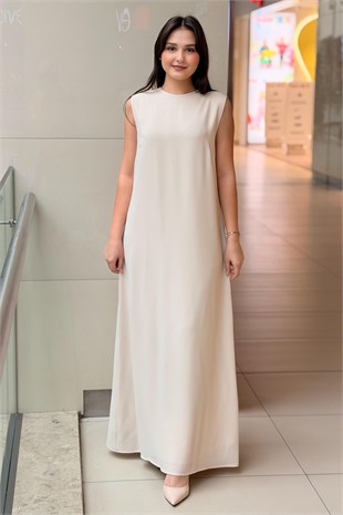 White Corner İthal Krep Kolsuz İçlik Elbise
