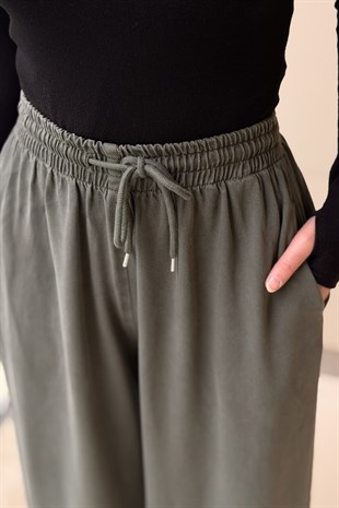 Mahal Beli İpli Lastikli Bol Pantolon