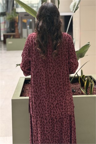 Nurcan Çetin Leoper Desenli Tunik Etek Takım