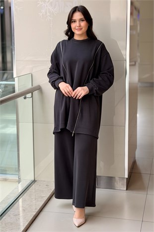 Nurcan Çetin Fermuar Detaylı Tunik Pantolon Takım