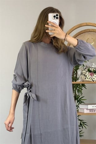 İnvee Yandan Bağlamalı Tencel Elbise
