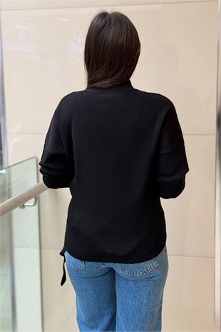 Ghisa Yanı Düğme Detaylı Triko Tunik