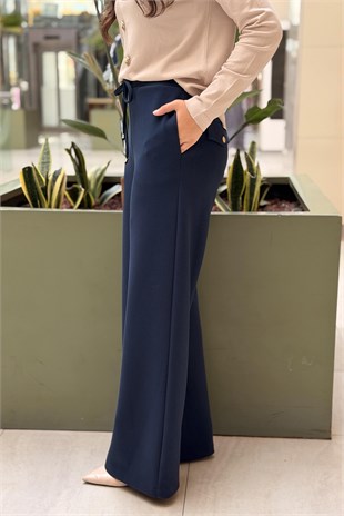 Sentez Jessica Kapak Cepli Geniş Paça Pantolon