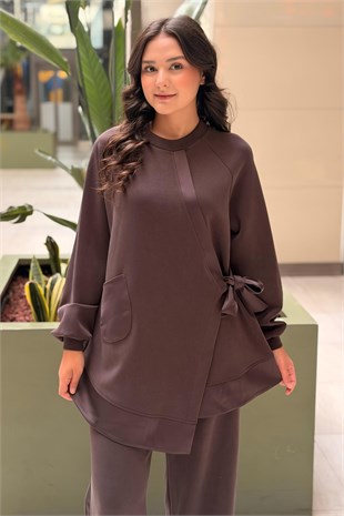 Nuss Kapaklı Çapraz Bağlı Tunik Pantolon Takım