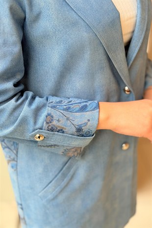 Tığ Triko Denim Kombinli Pantolonlu Takım