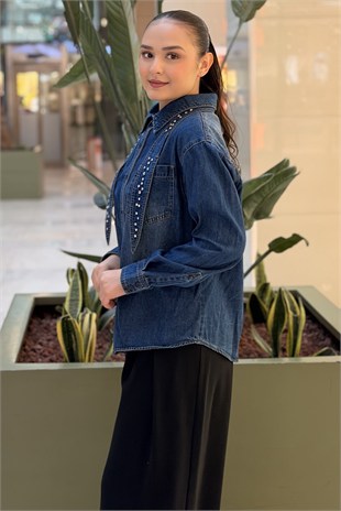 İpekyol Çıkarılabilir Fularlı Denim Gömlek