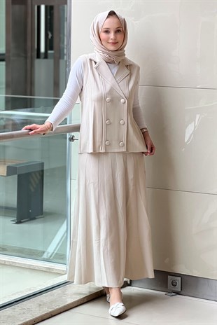 Tığ Triko Yelekli Etekli Rayon Takım