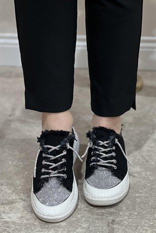 Majensia Önü Taşlı Ve Taş Bağlı Kot Sneaker Ayakkabı