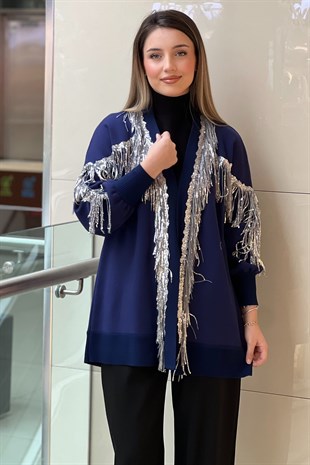 Ghisa Süslemeli Triko Detaylı Hırka