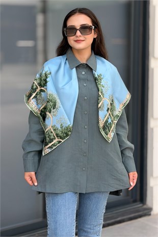 Mahal Miya Çift Cepli Oversize Gömlek