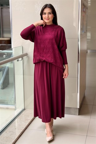 Nuss Labirent Desen Tunik Etek İkli Takım