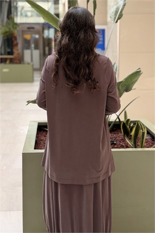 Nurcan ÇetinKumaş Mix Önü Kısa Arkası Uzun Tunik Etek Takım