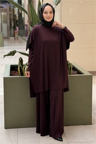 Heddy Piliseli Kolsuz Tunik İçlik Pantolon 3lü Takım